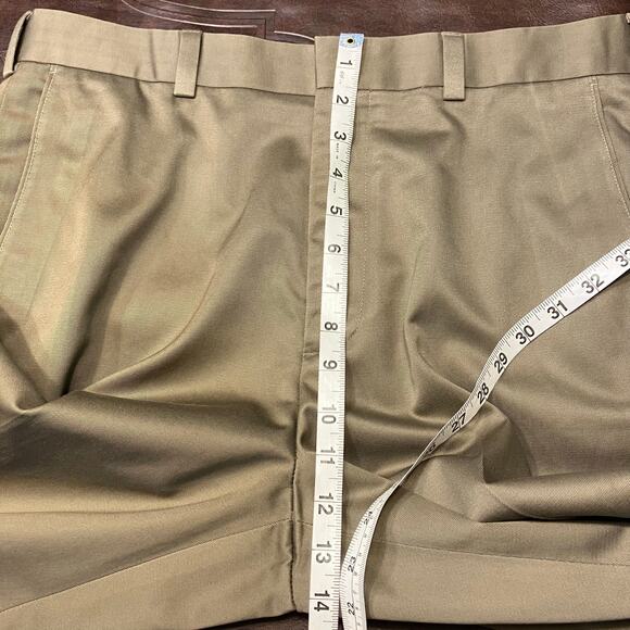 Axist Mens 33x30 Khaki No-Iron Premium Cotton Dress Pants Flat Front Pockets New - Picture 13 of 14